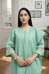Premium 3-Piece Embroidered Cotton Suit – Soft Fabric with Boring Work | Naqshé